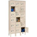 Global Industrial 6-Tier 18 Door Box Locker, 12W x 12D x 12H, Tan, Assembled 652970TN